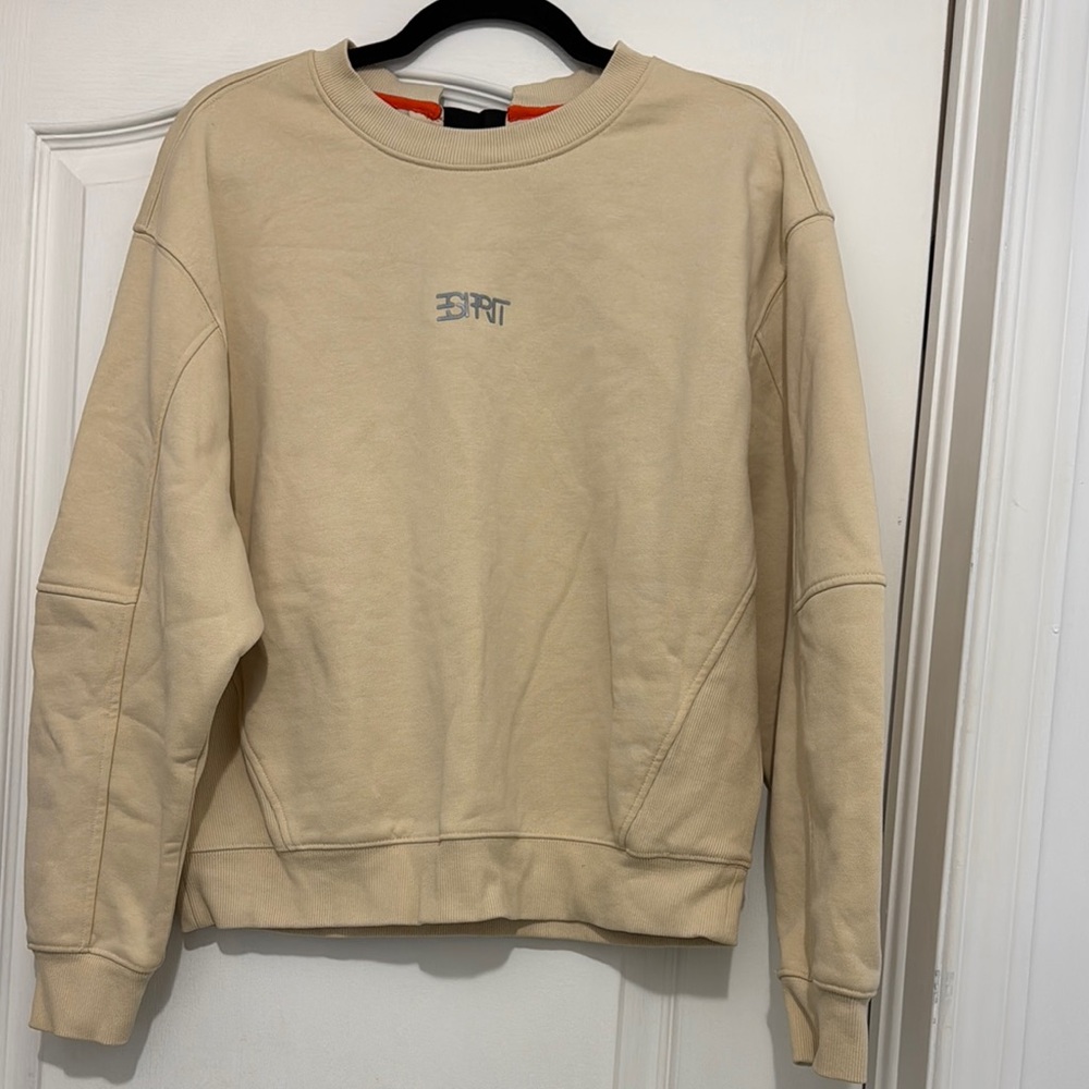 Esprit Cream Crewneck Sweater Minimalist Design